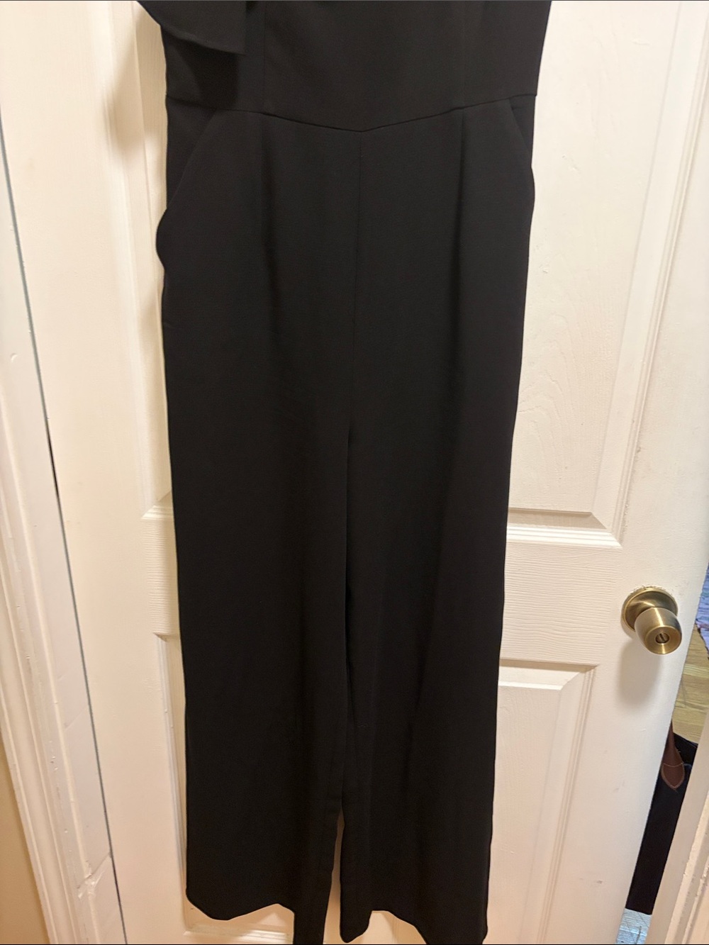 BCBG Black One-Shoulder Ruffled Jumpsuit - Picture 3 of 4